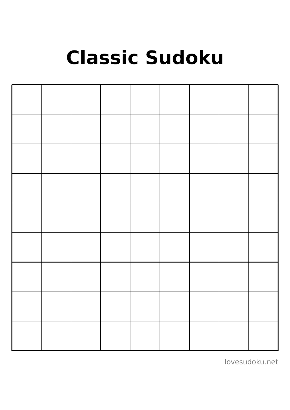 blank sudoku grid printable